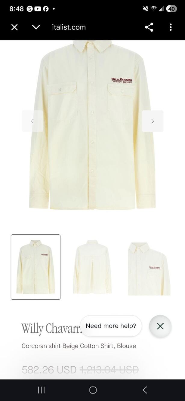 Willy Chavarria XL Long Sleeve Shirt